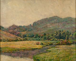 Charles Henry Hayden (Am. 1856-1901), Valley, Oil on canvas, framed