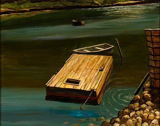 Stephen Etnier (Am. 1903-1984), "Pond at Kennebunkport", Oil on masonite, framed