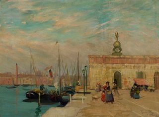Pauline Palmer (Am. 1867-1938), "Venice", Oil on canvas, framed