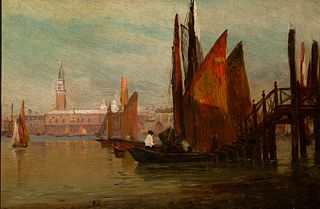 John Joseph Enneking (Am. 1841-1916), "Venice", Oil on canvas, framed