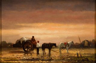 Robert Swain Gifford (Am. 1840-1905), Horse and Buggy, Oil on canvas, framed
