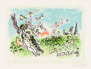 Marc Chagall (Rus./Fr. 1887-1985), Songe d'été, Colored lithograph, framed under glass