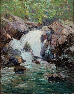 Henry Hobart Nichols (Am. 1869-1962), "Mountain Brook", Oil on panel, framed
