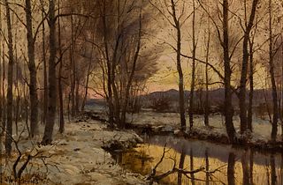 William Preston Phelps (Am. 1848-1923), Luminous View of Mt. Monadnock, Oil on canvas, framed