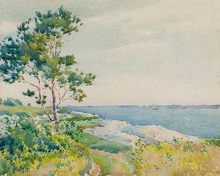 Edward Dufner (Am. 1872-1957), Boothbay Harbor, Watercolor on paper, framed under glass