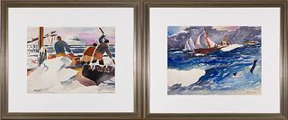 James Floyd Clymer (Am. 1893-1982), Two Works, Watercolor on paper, framed under glass