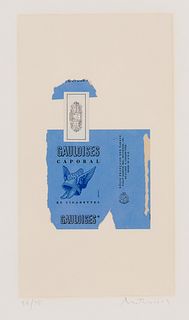 Robert Motherwell (Am. 1915-1991), Gauloises Bleues, 1968, Aquatint and collage, framed under glass