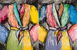Jim Dine (Am. b. 1935), Double Dose of Color, 2009, Colored lithograph, framed under glass