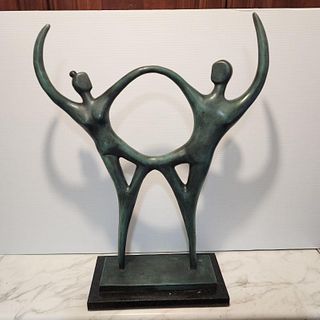 Jose Almanzor Signed Large Post Modern Limited Edition Bronze Figural Sculpture Entitled  "Bailarines", Circa 1990