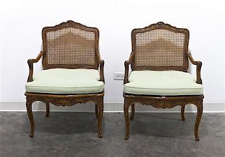 A Pair Louis XVI Style Chairs, Height 32 1/4 inches.