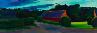 Connie Hayes (Am. 20th/21st Century), Sunset Over Skowhegan, 1989, Oil on canvas, unframed