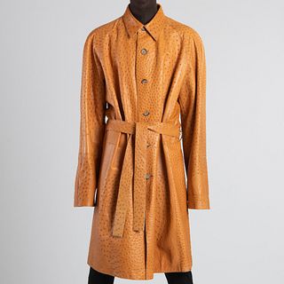Ostrich Belted Coat, Possibly Prada