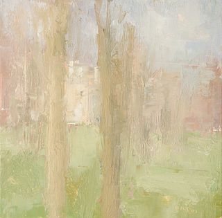 Stuart Shils (Am. b. 1954), "Park House in Spring" 2003, Oil on panel, framed