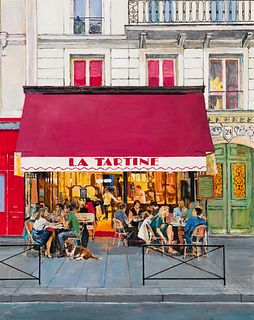 Carol Monacelli (Am. 20th/21st Century), "La Tartine (Rue de Rivoli, Paris)" 2020, Oil on canvas, framed