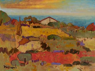 Yasharel Manzy (Iranian b. 1947), Tuscan Landscape, Oil on canvas, framed