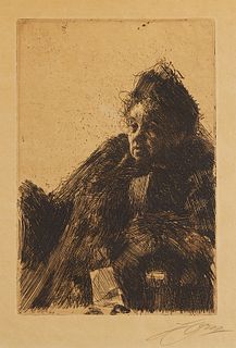 Anders Zorn "Mme Simon II" Etching 1891