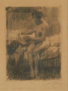 Anders Zorn "Model Reading" Etching 1910