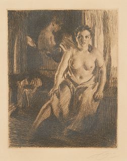 Anders Zorn "The Bed Stool" Etching 1914