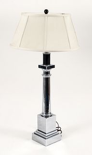 Chrome Column Form Table Lamp with Shade 