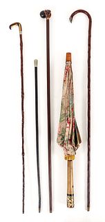 Group of Antique Walking Sticks, Parasol 