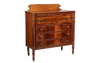 FOUR DRAWER SHERATON CHEST OF DRAWERS