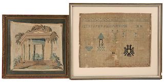 (2) EARLY STITCHWORK PIECES
