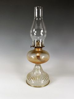 VINTAGE GLASS OIL LAMP