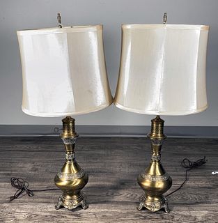 PAIR VINTAGE BRASS TABLE LAMPS