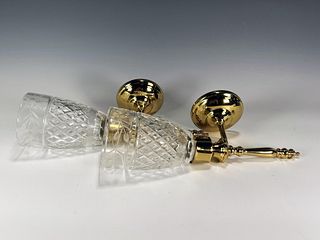 TWO BRASS SCONCES WITH GLASS GLOBES