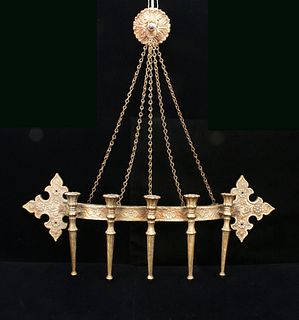 MID CENTURY GOTHIC STYLE GOLD SYROCO WALL SCONCE 