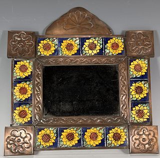 MEXICAN MIRROR W SUNFLOWER TILE FRAME