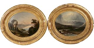 PAIR OF OVAL GERMAN LANDSCAPES