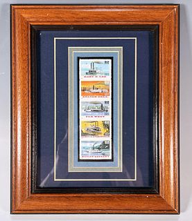 COMMEMORATIVE STEAMBOAT STAMPS IN FRAME