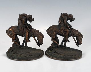 CAST IRON NATIVE AMERICAN BOOKENDS