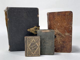 4 TINY ANTIQUE BOOKS FROM THE 1800S