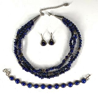STERLING AND LAPIS OR SODALITE MODERN JEWELRY