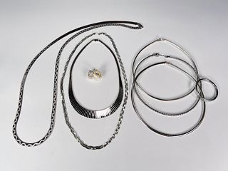CONTEMPORARY STERLING SILVER CHAINS CHOKERS EARRINGS JEWELRY LOT