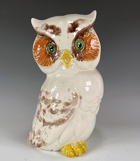 SIGNED HAND PAINTED POTTERY OWL