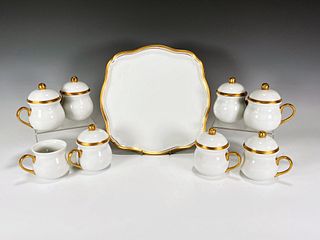 VINTAGE FRENCH POT A CREME SET WITH TRAY