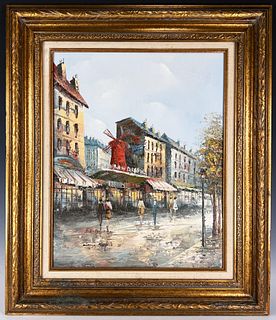 SIGNED HENRY ROGERS MOULIN ROUGE PARIS PAINTING