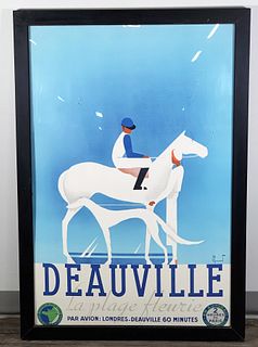 VINTAGE DEAUVILLE HORSE RACING POSTER PRINT