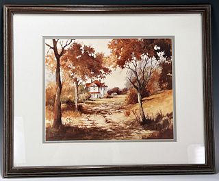 COUNTRY HOUSE IN AUTUMN SIGNED NUMBERED STOVALL