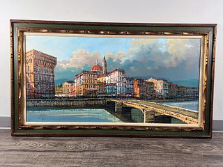 LARGE SIGNED PAINTING OF FLORENCE SIGNED PERRINI