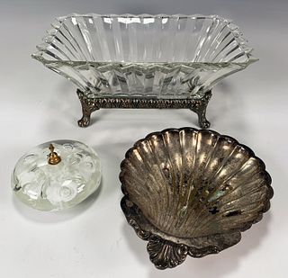 GLASS AND SILVER ITEMS JOE ST. CLAIR PAPERWEIGHT