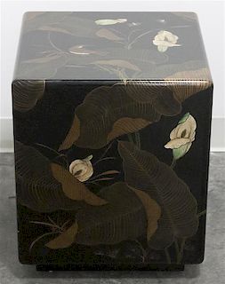 A Modern Japanese Lacquered Side Table, Height 19 x width 16 x depth 16 inches.