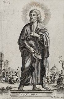 A. BOUDAN (1600-1671), Apostle Matthias with axe, Copper engraving