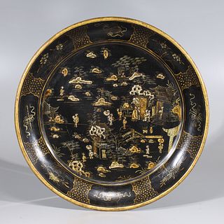 Chinese Gilt Lacquer Wood Charger