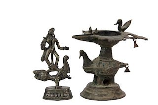 (2) SMALL CONTINENTAL INDIAN BRONZES