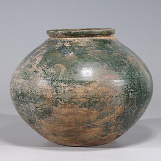 Chinese Early Style Green Crackle Glazed Ceramic Jar