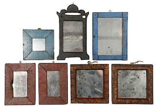 (7) MINIATURE COUNTRY FRAMED MIRRORS